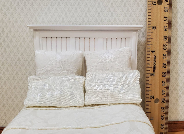 JBM Dollhouse Bed Farmhouse Country Style White 1:12 Miniature Furniture - MiniatureCrush