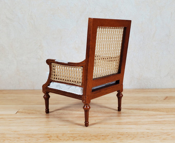 JBM Dollhouse Cane Back Armchair Chair Walnut 1:12 Scale Miniature Furniture - MiniatureCrush