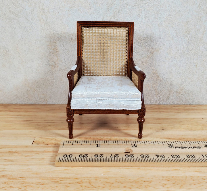 JBM Dollhouse Cane Back Armchair Chair Walnut 1:12 Scale Miniature Furniture - MiniatureCrush
