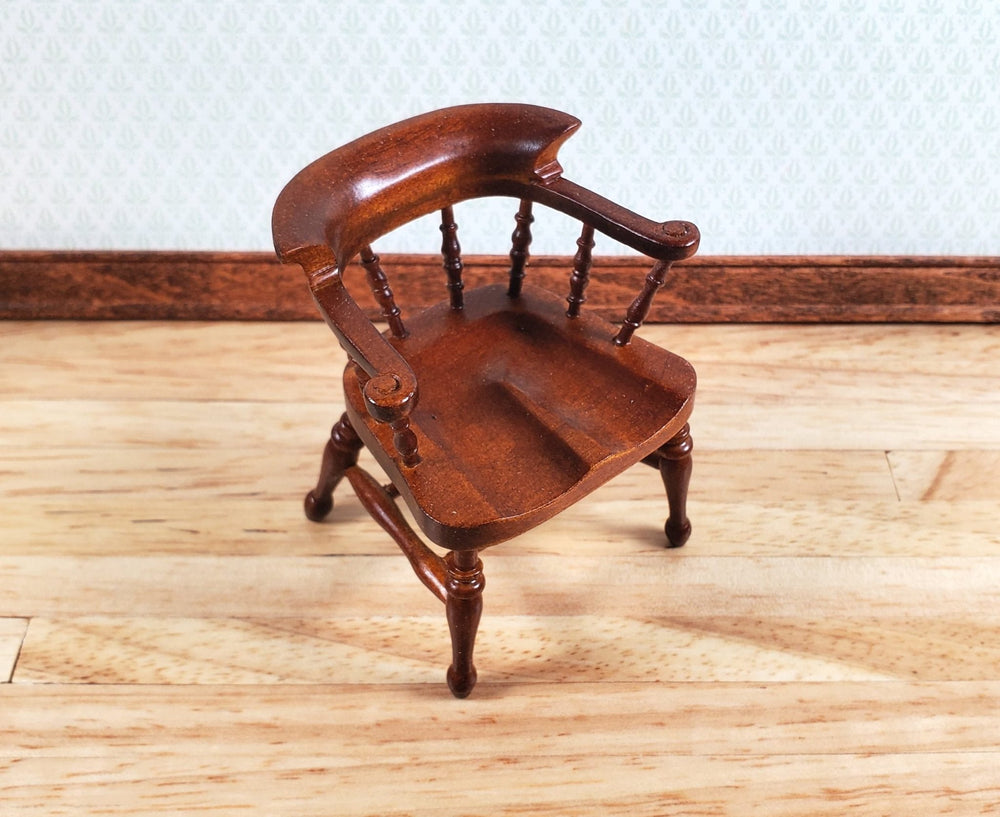 JBM Dollhouse Captain's Chair Walnut Finish 1:12 Scale Miniature Furniture - Miniature Crush