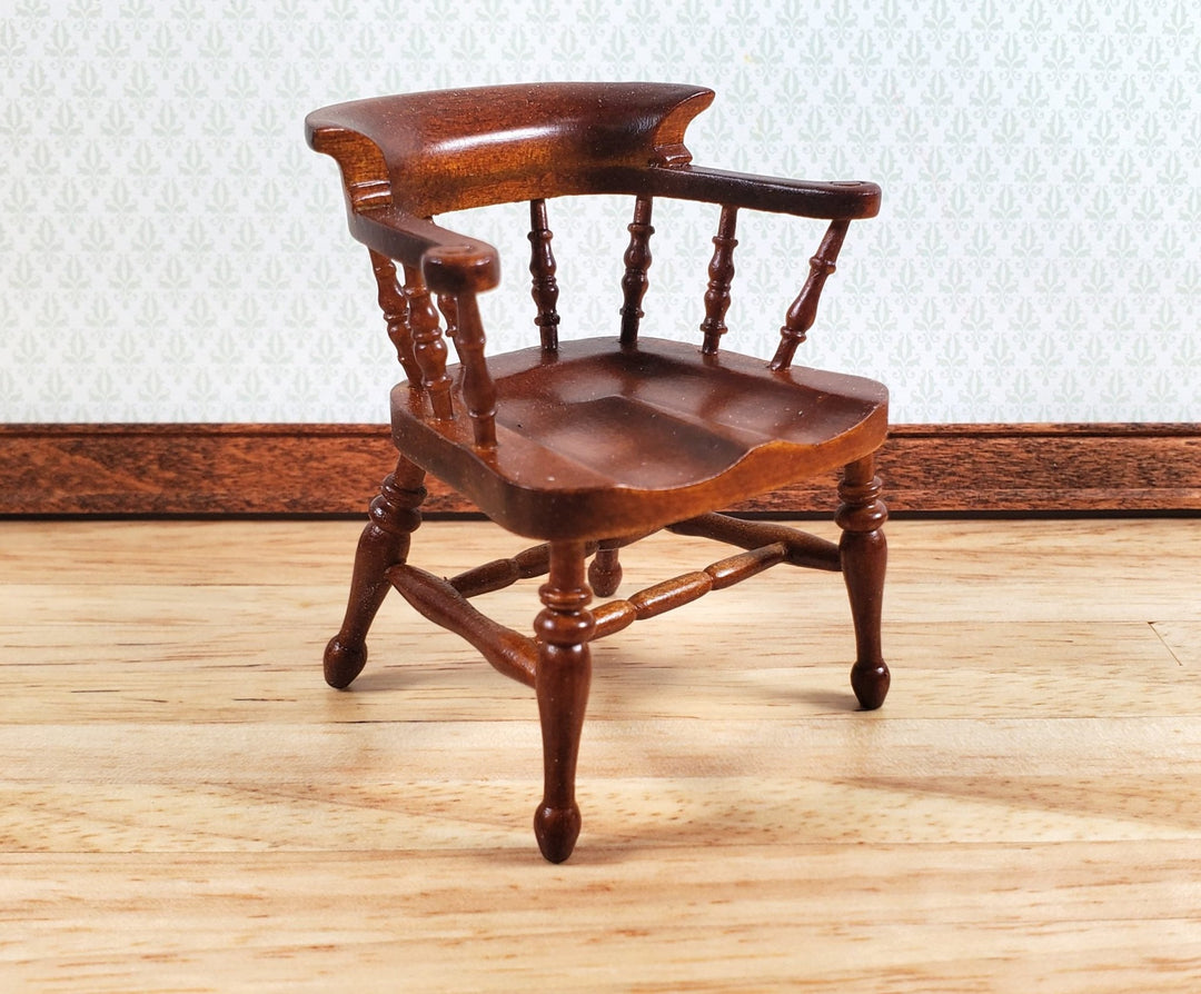 JBM Dollhouse Captain's Chair Walnut Finish 1:12 Scale Miniature Furniture - Miniature Crush