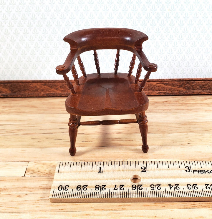 JBM Dollhouse Captain's Chair Walnut Finish 1:12 Scale Miniature Furniture - Miniature Crush