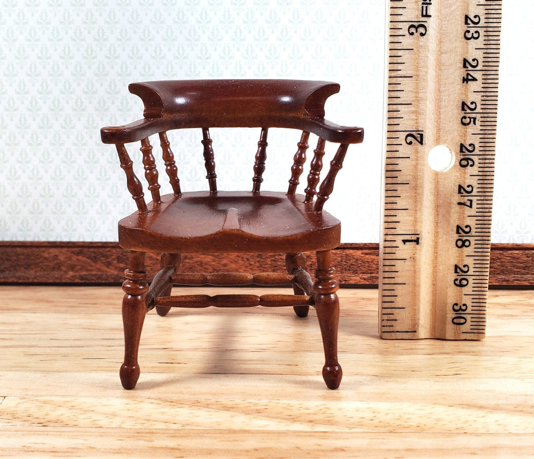 JBM Dollhouse Captain's Chair Walnut Finish 1:12 Scale Miniature Furniture - Miniature Crush