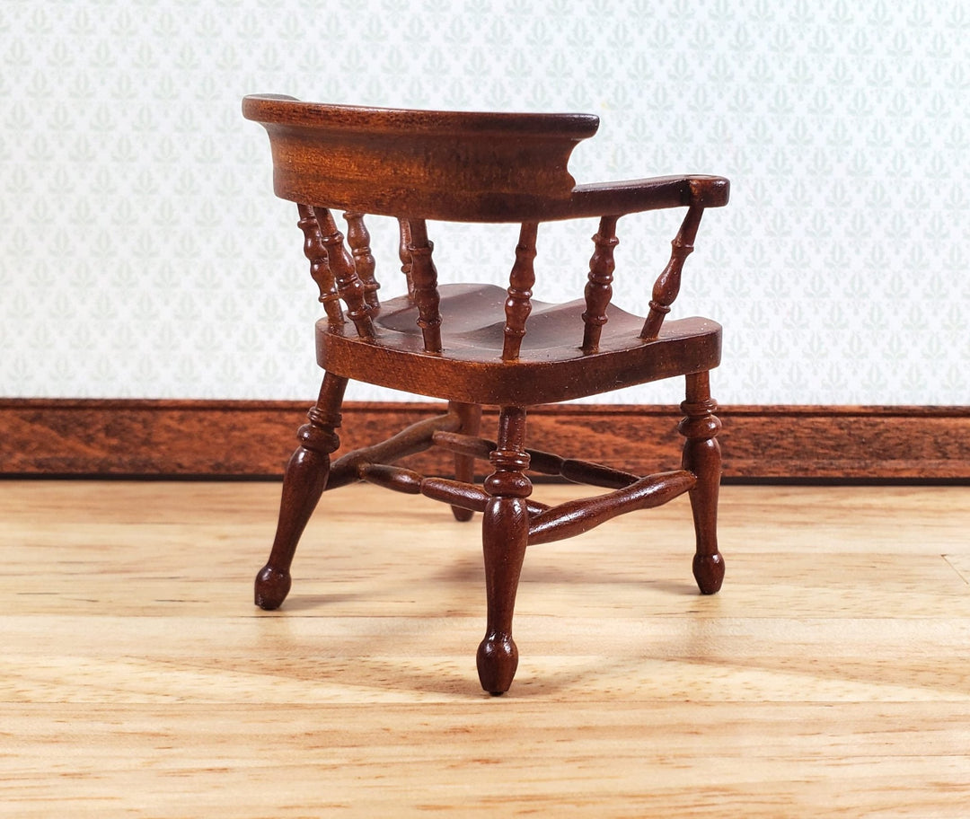 JBM Dollhouse Captain's Chair Walnut Finish 1:12 Scale Miniature Furniture - Miniature Crush