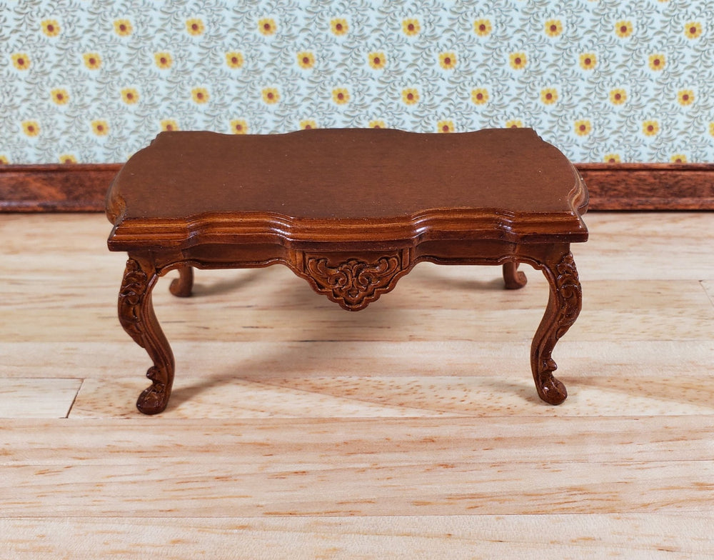 JBM Dollhouse Coffee Table 18th Century Style Walnut Finish 1:12 Scale Miniature - Miniature Crush