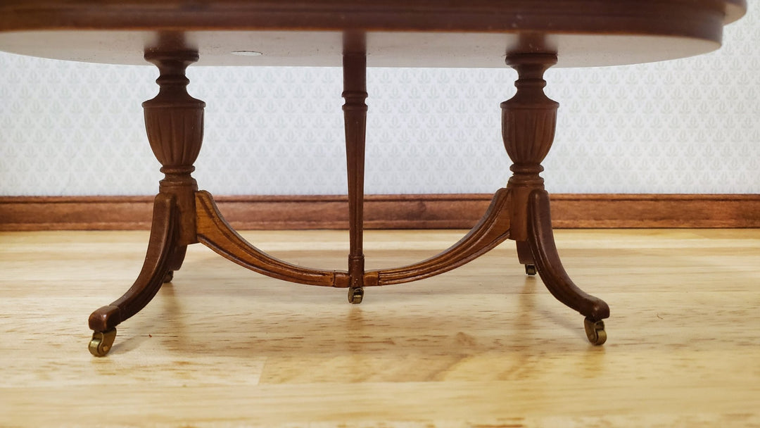 JBM Dollhouse Dining Table Queen Anne Style 1:12 Scale Furniture Walnut Finish - MiniatureCrush