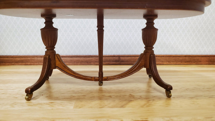 JBM Dollhouse Dining Table Queen Anne Style 1:12 Scale Furniture Walnut Finish - MiniatureCrush
