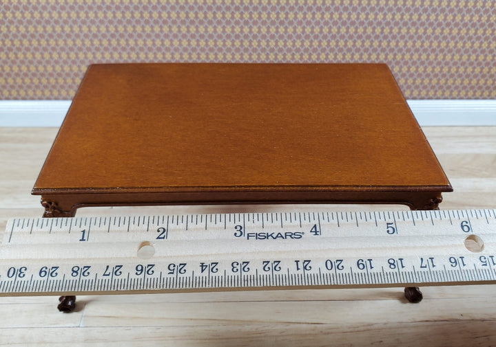 JBM Dollhouse Dining Table Queen Anne Style 1:12 Scale Furniture Walnut Finish - MiniatureCrush