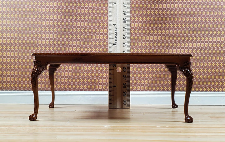 JBM Dollhouse Dining Table Queen Anne Style 1:12 Scale Furniture Walnut Finish - MiniatureCrush