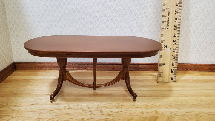 JBM Dollhouse Dining Table Queen Anne Style 1:12 Scale Furniture Walnut Finish - MiniatureCrush