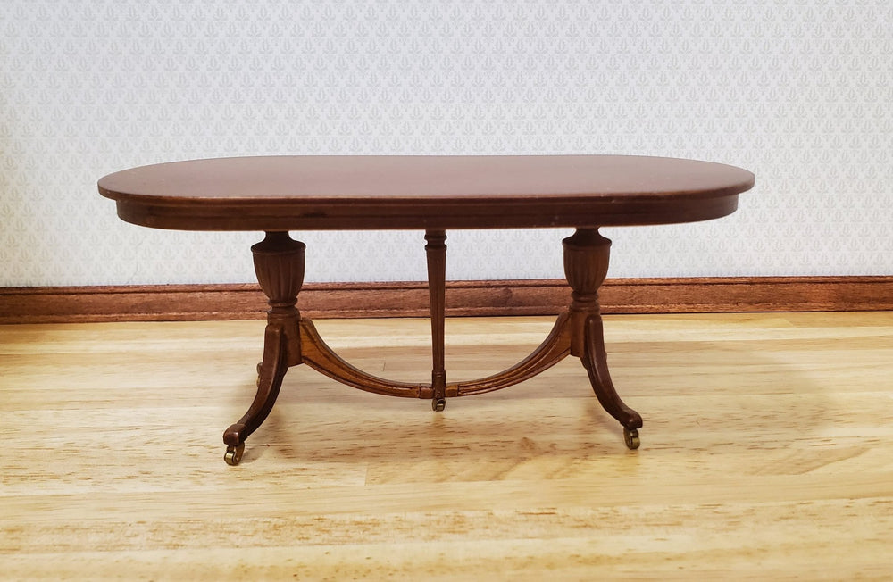JBM Dollhouse Dining Table Queen Anne Style 1:12 Scale Furniture Walnut Finish - MiniatureCrush