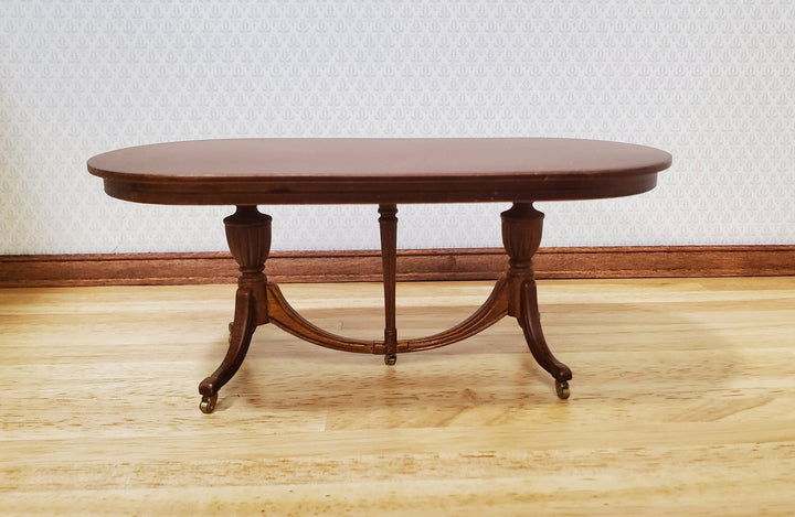 JBM Dollhouse Dining Table Queen Anne Style 1:12 Scale Furniture Walnut Finish - MiniatureCrush