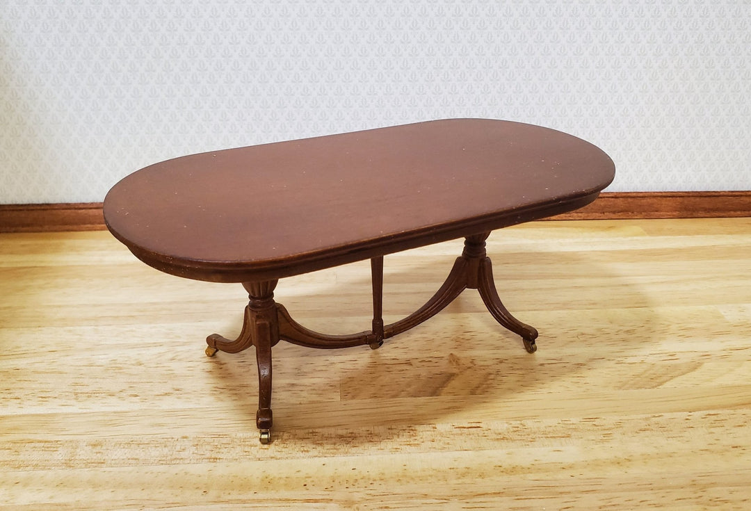JBM Dollhouse Dining Table Queen Anne Style 1:12 Scale Furniture Walnut Finish - MiniatureCrush