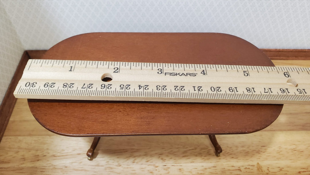 JBM Dollhouse Dining Table Queen Anne Style 1:12 Scale Furniture Walnut Finish - MiniatureCrush