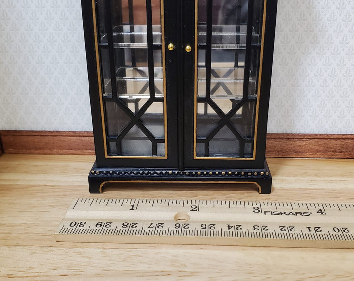 JBM Dollhouse Display Cabinet Black & Gold 1:12 Scale Miniature Furniture - MiniatureCrush