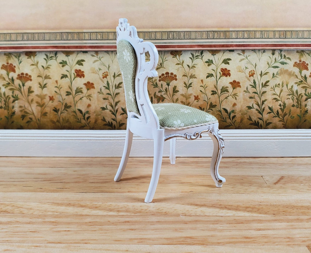 JBM Dollhouse Dressing or Vanity Chair White Gold 1:12 Scale Miniature Furniture - Miniature Crush