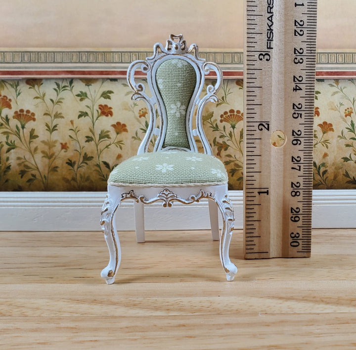 JBM Dollhouse Dressing or Vanity Chair White Gold 1:12 Scale Miniature Furniture - Miniature Crush