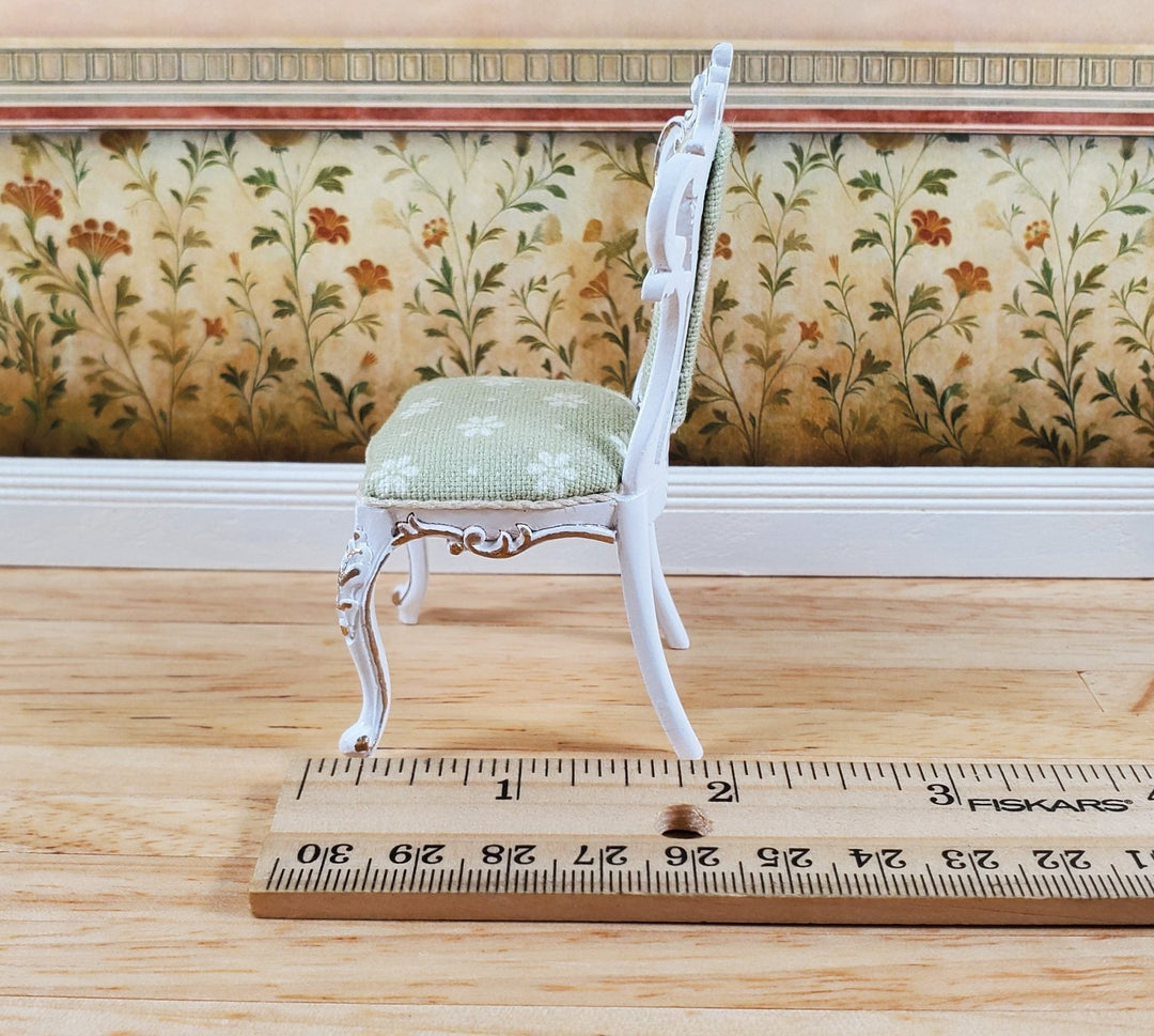 JBM Dollhouse Dressing or Vanity Chair White Gold 1:12 Scale Miniature Furniture - Miniature Crush