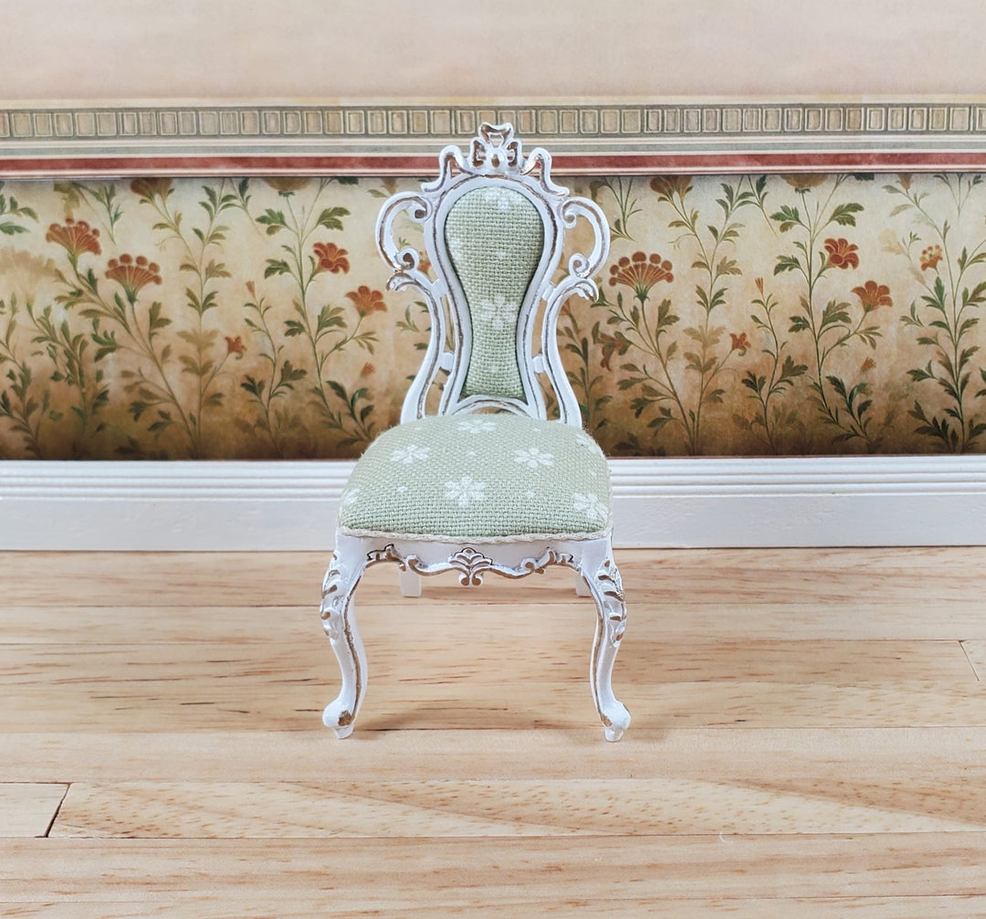 JBM Dollhouse Dressing or Vanity Chair White Gold 1:12 Scale Miniature Furniture - Miniature Crush