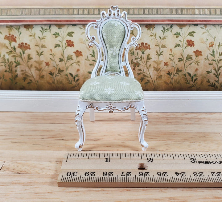 JBM Dollhouse Dressing or Vanity Chair White Gold 1:12 Scale Miniature Furniture - Miniature Crush