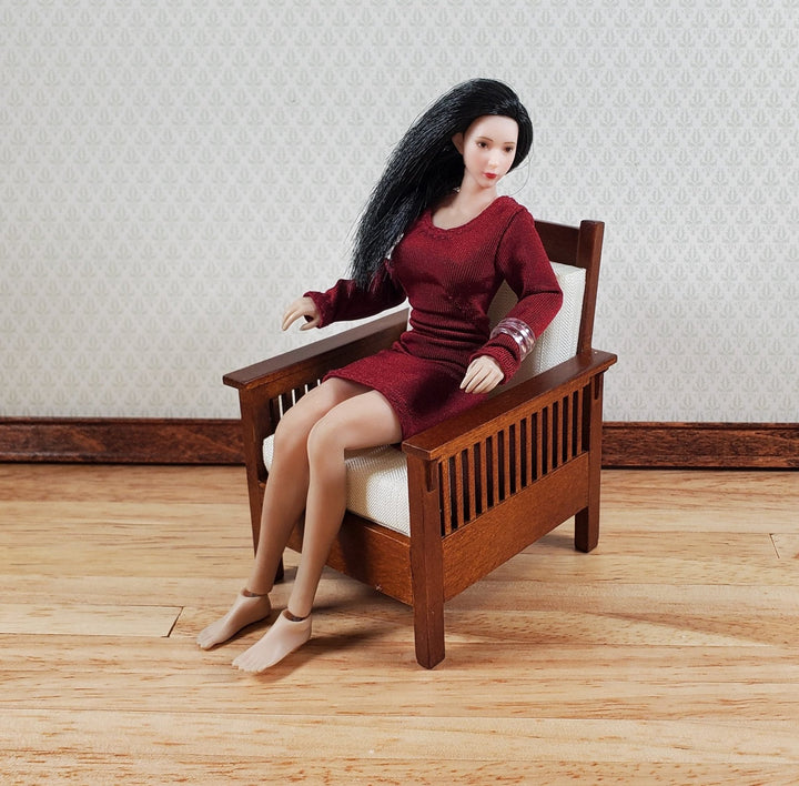 JBM Dollhouse Lounge Chair Mission Prairie Style 1:12 Scale Miniature Furniture - Miniature Crush