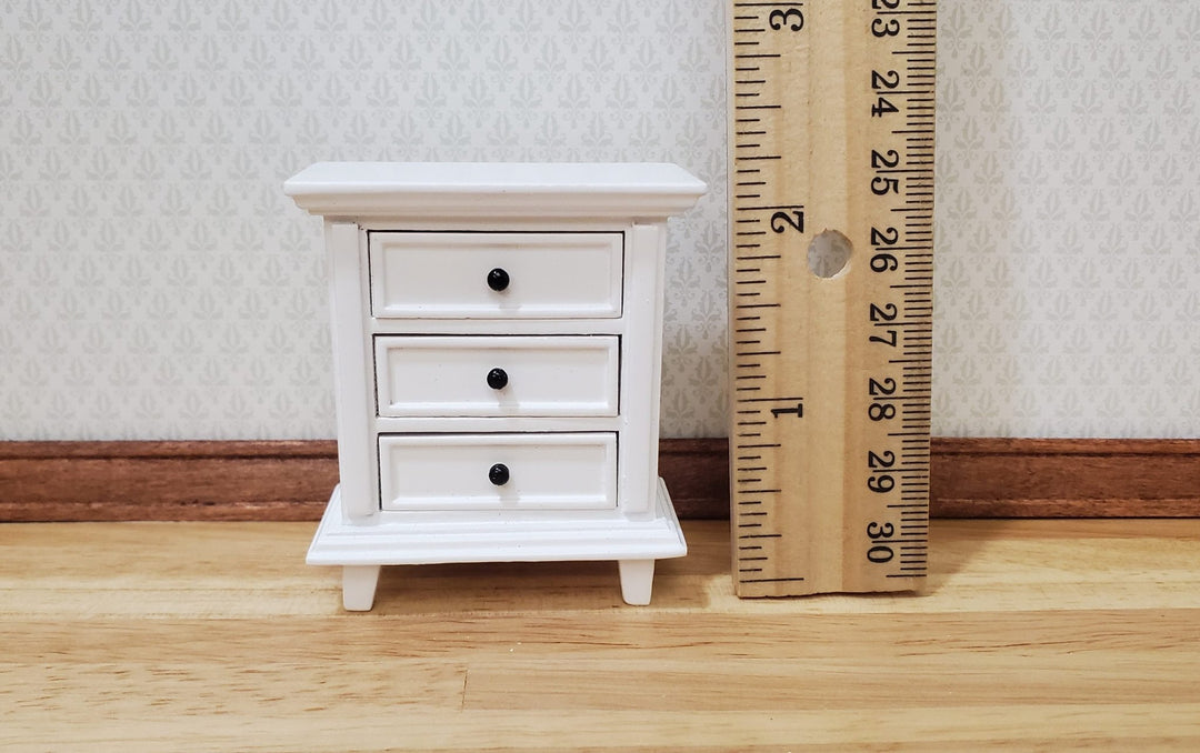JBM Dollhouse Nightstand White Country Farmhouse Style 1:12 Scale Furniture - MiniatureCrush