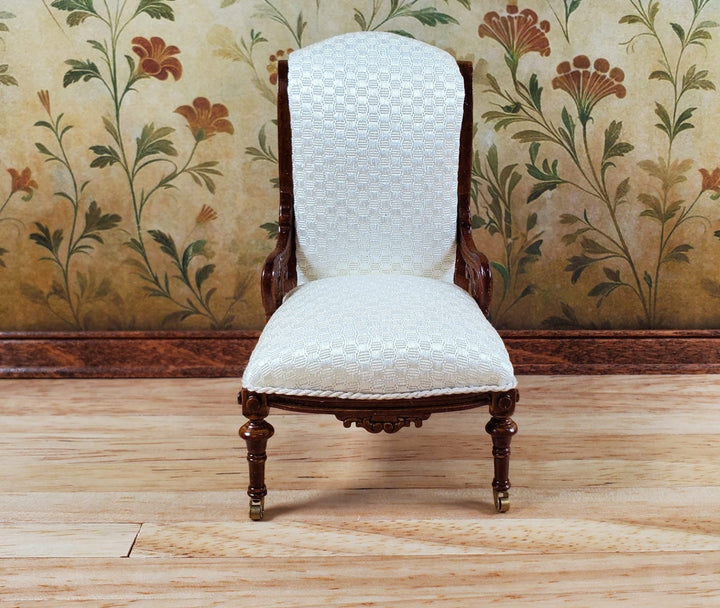 JBM Dollhouse Padded Chair Cream Fabric 1:12 Scale Miniature Furniture - Miniature Crush