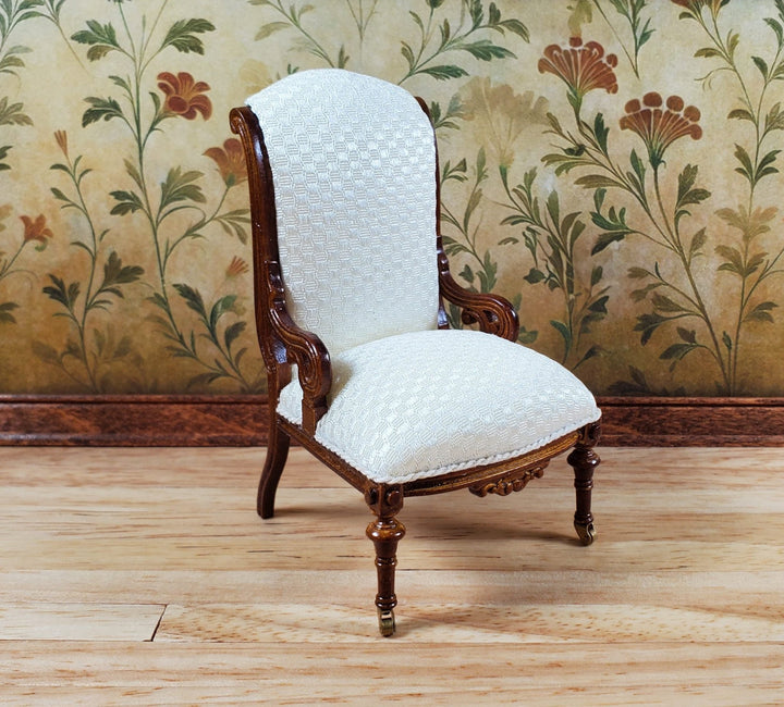 JBM Dollhouse Padded Chair Cream Fabric 1:12 Scale Miniature Furniture - Miniature Crush