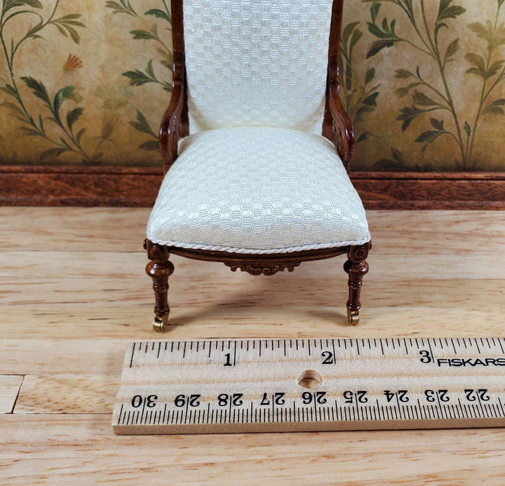 JBM Dollhouse Padded Chair Cream Fabric 1:12 Scale Miniature Furniture - Miniature Crush