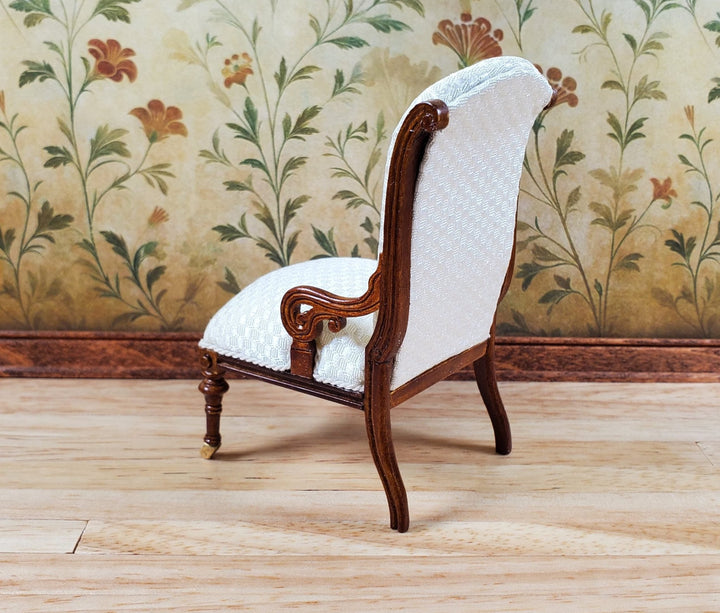 JBM Dollhouse Padded Chair Cream Fabric 1:12 Scale Miniature Furniture - Miniature Crush