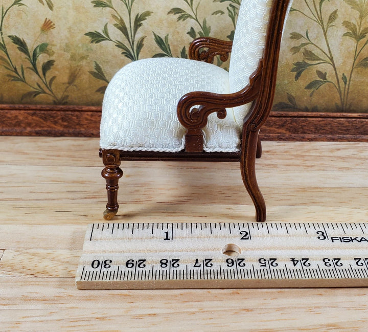 JBM Dollhouse Padded Chair Cream Fabric 1:12 Scale Miniature Furniture - Miniature Crush