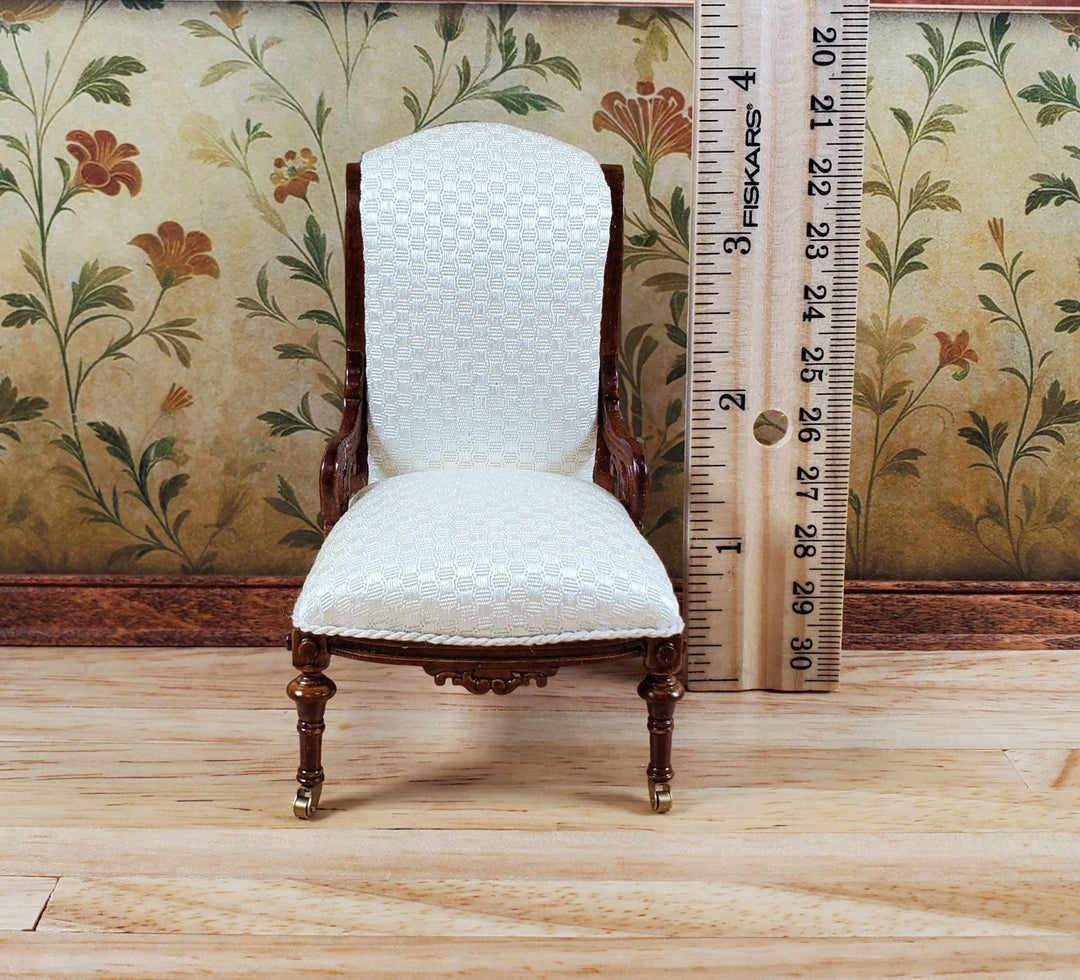 JBM Dollhouse Padded Chair Cream Fabric 1:12 Scale Miniature Furniture - Miniature Crush