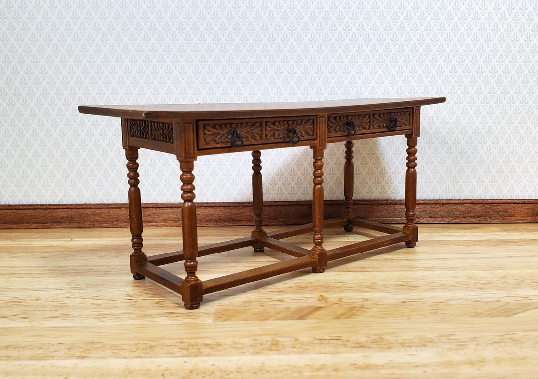 JBM Dollhouse Refectory Table Spanish Style 2 Drawers Style 1:12 Scale Furniture - MiniatureCrush