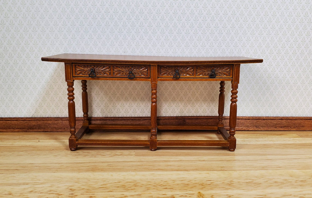 JBM Dollhouse Refectory Table Spanish Style 2 Drawers Style 1:12 Scale Furniture - MiniatureCrush