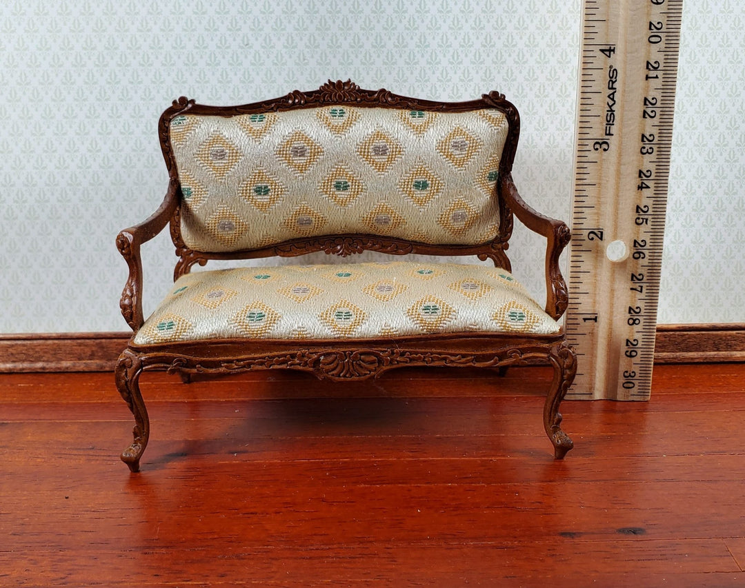 JBM Dollhouse Settee Sofa Rococo Style Walnut 1:12 Scale Miniature Furniture - Miniature Crush