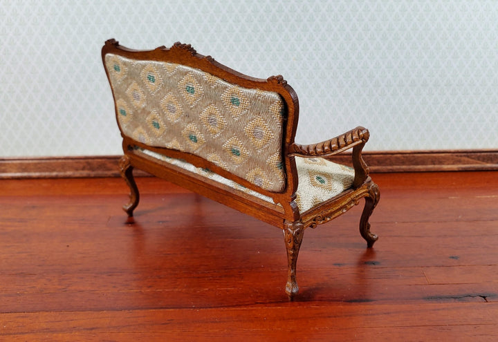 JBM Dollhouse Settee Sofa Rococo Style Walnut 1:12 Scale Miniature Furniture - Miniature Crush