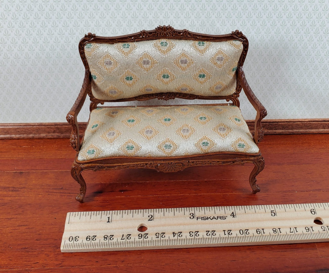 JBM Dollhouse Settee Sofa Rococo Style Walnut 1:12 Scale Miniature Furniture - Miniature Crush