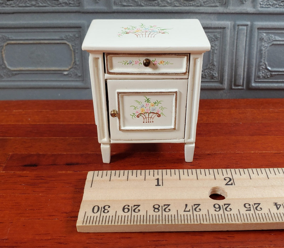 JBM Dollhouse Side Table Nightstand White Hand Painted 1:12 Scale Furniture - Miniature Crush