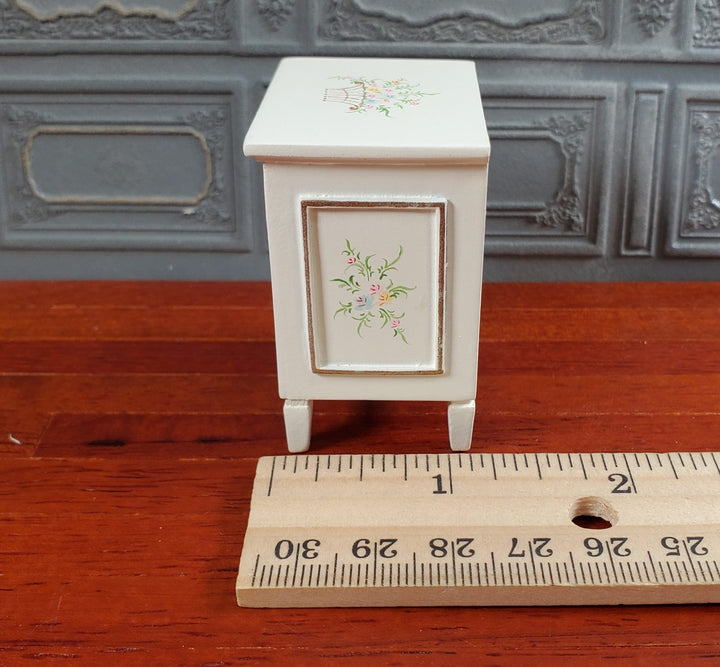 JBM Dollhouse Side Table Nightstand White Hand Painted 1:12 Scale Furniture - Miniature Crush