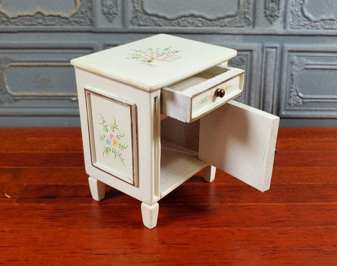 JBM Dollhouse Side Table Nightstand White Hand Painted 1:12 Scale Furniture - Miniature Crush