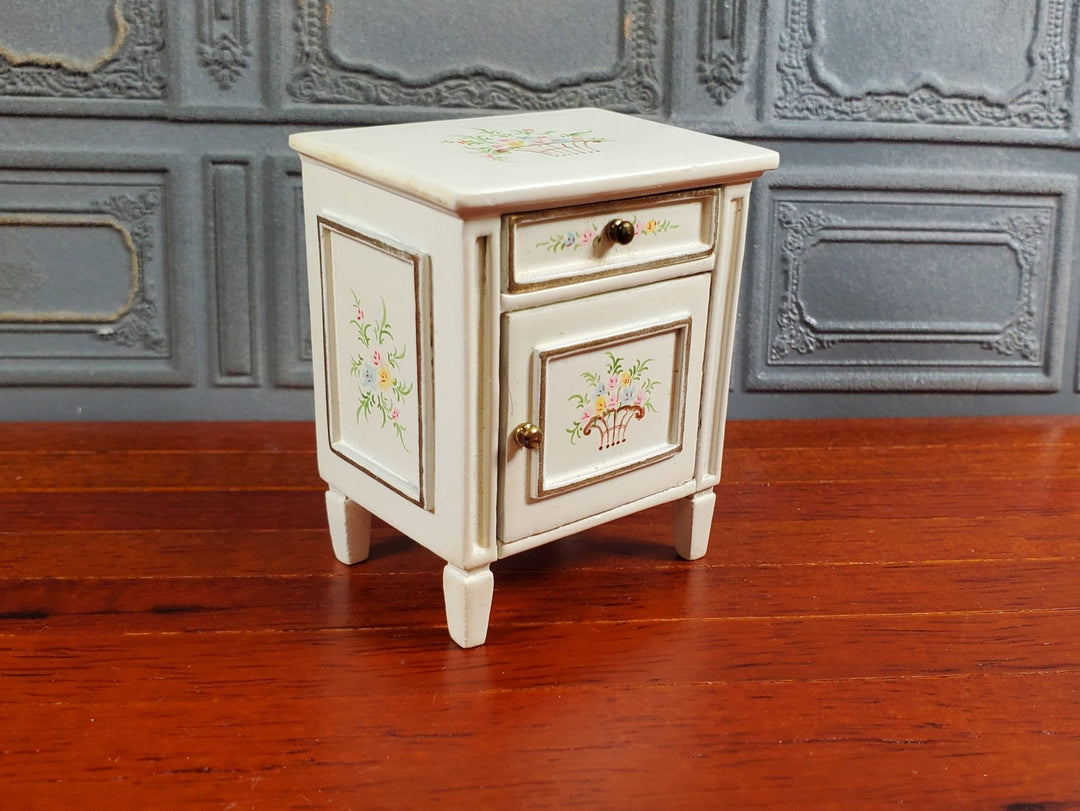 JBM Dollhouse Side Table Nightstand White Hand Painted 1:12 Scale Furniture - Miniature Crush