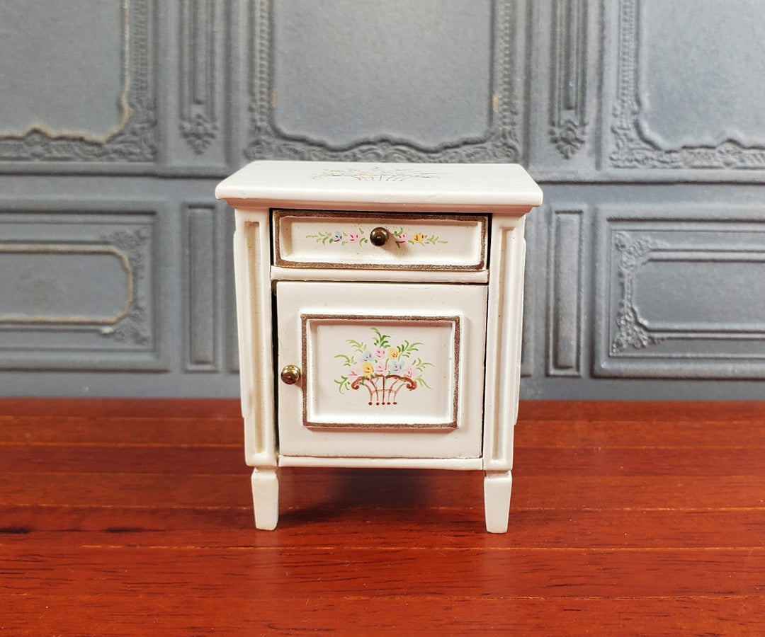 JBM Dollhouse Side Table Nightstand White Hand Painted 1:12 Scale Furniture - Miniature Crush