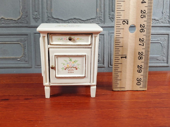 JBM Dollhouse Side Table Nightstand White Hand Painted 1:12 Scale Furniture - Miniature Crush