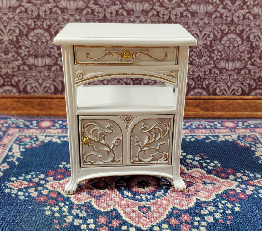 JBM Dollhouse Side Table or Nightstand Art Nouveau 1:12 Miniature Furniture - Miniature Crush