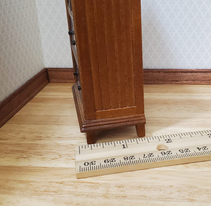 JBM Dollhouse Tall Dresser Country Style Walnut Finish 1:12 Scale Furniture - MiniatureCrush