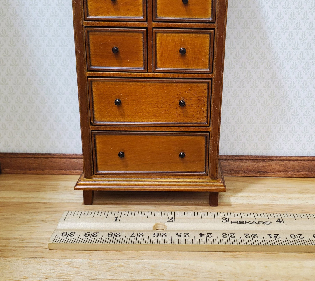 JBM Dollhouse Tall Dresser Country Style Walnut Finish 1:12 Scale Furniture - MiniatureCrush