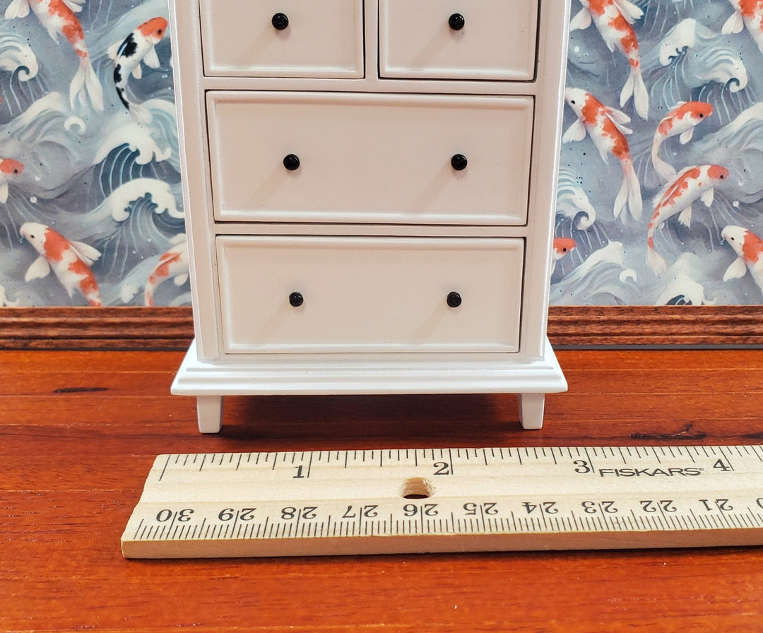 JBM Dollhouse Tall Dresser Country Style White Finish 1:12 Scale Furniture - MiniatureCrush