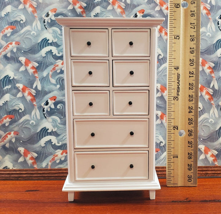 JBM Dollhouse Tall Dresser Country Style White Finish 1:12 Scale Furniture - MiniatureCrush