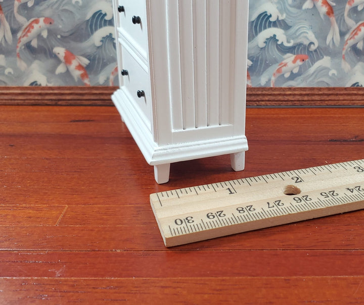 JBM Dollhouse Tall Dresser Country Style White Finish 1:12 Scale Furniture - MiniatureCrush