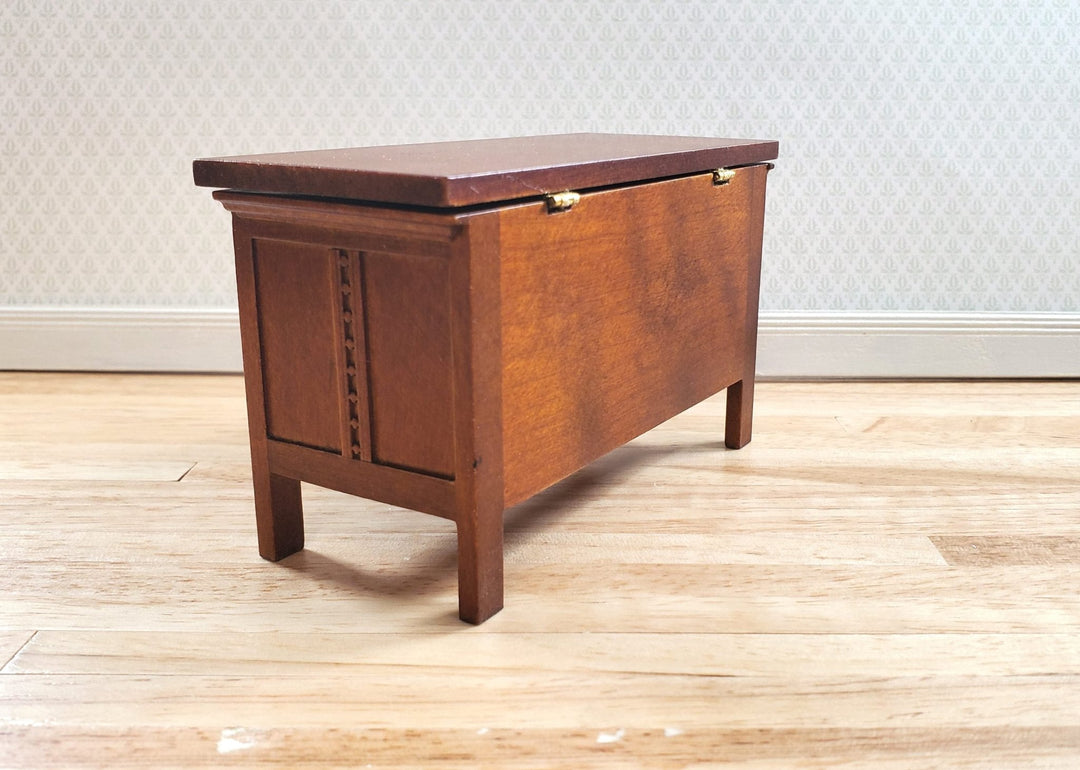 JBM Dollhouse Trunk Chest Tudor Gothic Style Walnut Finish 1:12 Scale Miniature - MiniatureCrush